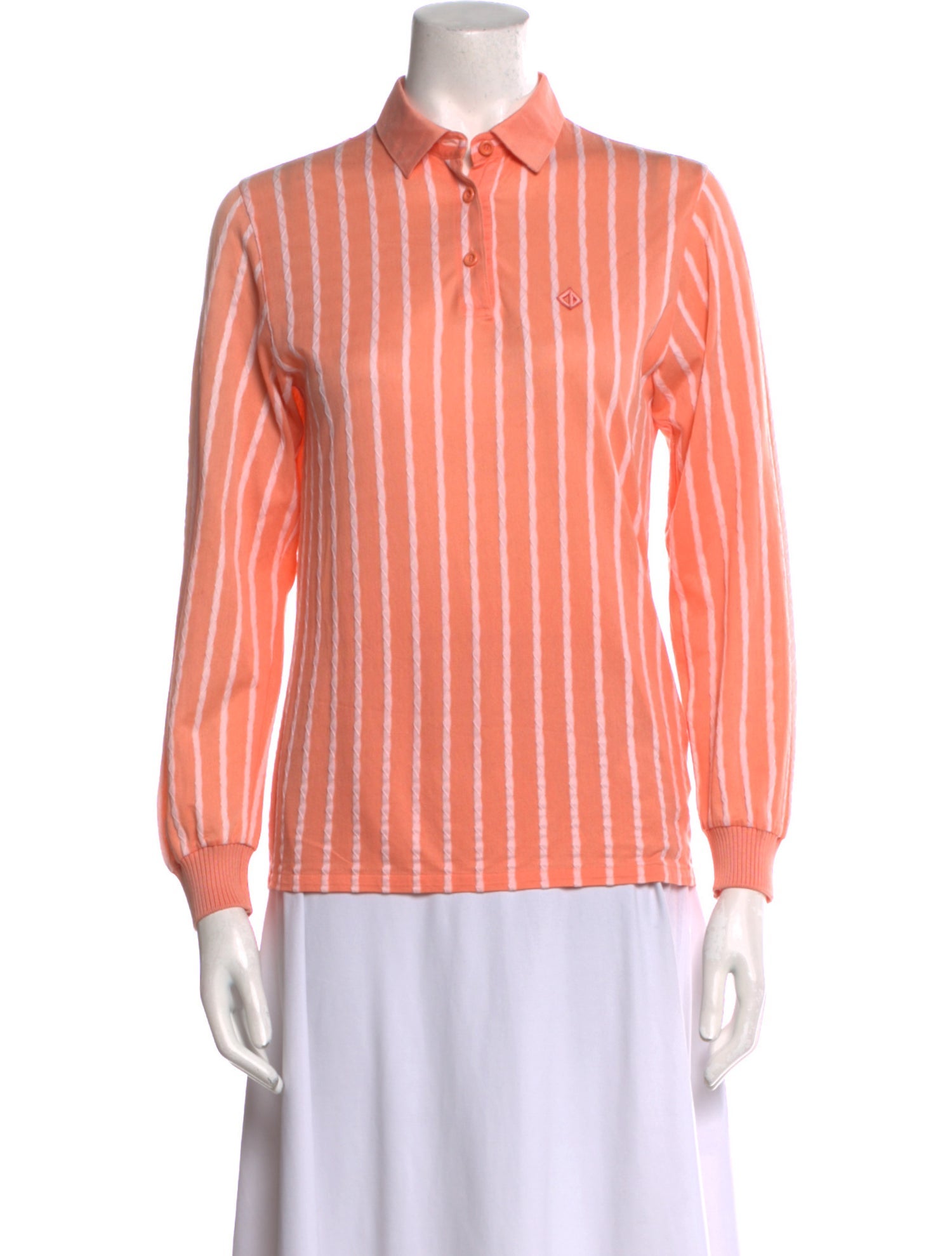 Christian Dior Striped Long Sleeve Button-Up Top